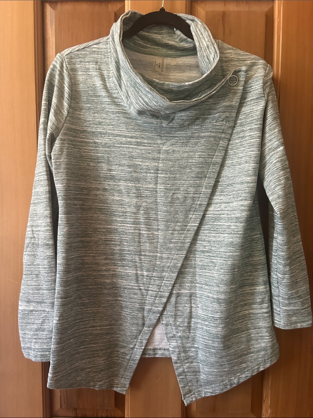 Danskin Heathered Gray Cowl Neck Asymmetrical Pullover